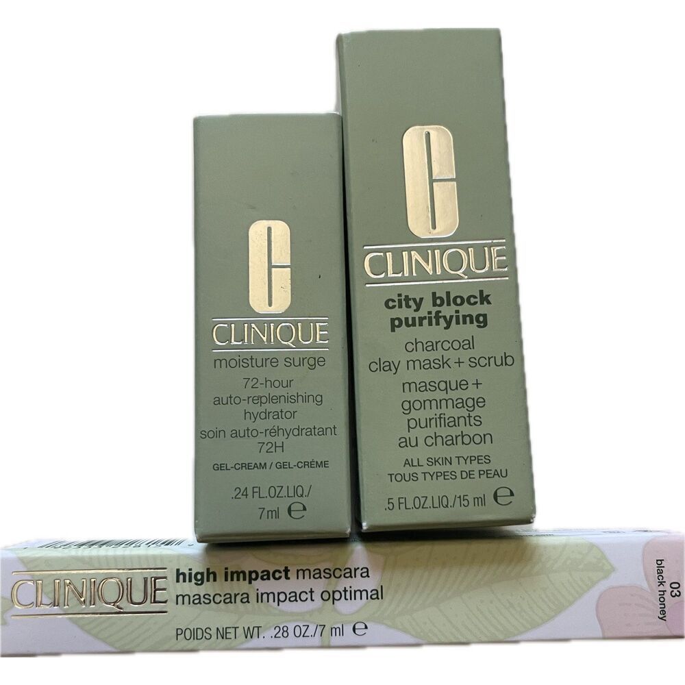 Clinique Lot 3 Piece Set Full Size Mascara Makeup Travel/Trial Factory Sealed